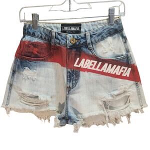 LABELLAMAFIA womans red and white jean shorts size 26